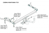 Фаркоп 4355-A Oris на Nissan Note 2006-2014. Необходима подрезка бампера. Тип шара: A. Нагрузки: 1100/50 кг, масса фаркопа 14,6 кг (без электрики в комплекте) от магазина ФаркопРос